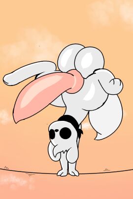 absurd_res balls big_balls big_eyes big_penis black_kerchief black_neckerchief digital_media_(artwork) dipper_(sparkothefailure) erection feral fur genitals handstand hi_res huge_balls huge_cock kerchief male neckerchief penis rain_world simple_background slugcat solo solo_focus sparkothefailure spread_legs spreading tail upside-down videocult white_body