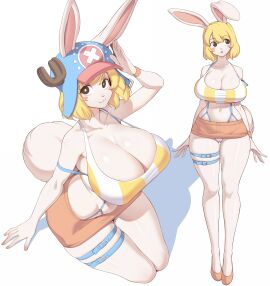 1girls 2023 2023s :3 absurd_res anthro armpits belly_button biped blonde-haired_female blonde_hair blush breasts brown_eyes carrot_(one_piece) cervina7_(artist) cheek_spots cleavage closed_mouth clothing cosplay female female_focus female_only fur furry furry_female hair hat headgear headwear highres lagomorph leporid looking_at_viewer mammal navel one_piece orange_skirt rabbit rabbit_ears rabbit_girl rabbit_tail shadow short_hair simple_background skirt smiling smiling_at_viewer solo solo_female solo_focus tail thick_thighs thigh_strap thighs tony_tony_chopper_(cosplay) white_background white_body white_fur wide_hips