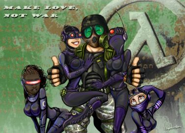 1boy 2d 4girls adrian_shephard artist_request black_ops_(half-life) black_ops_assassin breasts female half-life half-life_(series) human human_female human_male human_only make_love_not_war male multiple_females multiple_girls straight