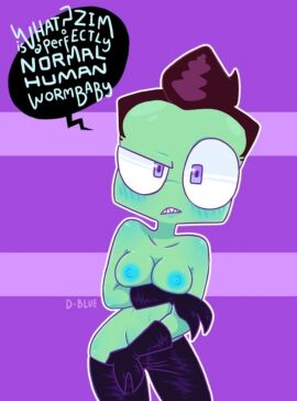 color covering_crotch d-blue dialogue genderswap_(mtf) gloves invader_zim rule_63 wig zim