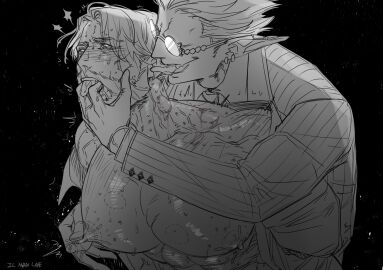 abs bara biceps daddy demiurge_(overlord) demon dilf gay male male/male male_nipples male_only masculine_male mature_male muscular muscular_male nipples overlord_(maruyama) pecs sebas_tian tialid yaoi