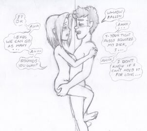 1boy 1girls 2022 ambiguous_penetration barefoot breasts code_geass duo english english_text feet female female_penetrated hands_on_ass hands_on_shoulders hi_res kallen_stadtfeld male male/female male_penetrating male_penetrating_female monochrome nude pussy sex sketch straight takeshi1000 text traditional_media_(artwork) vaginal_penetration