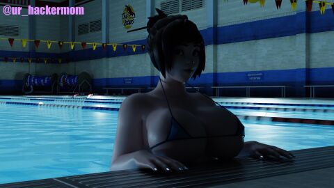 3d ass bikini bikini_top breasts female huge_ass huge_breasts huge_butt huge_thighs massive_breasts mei_(overwatch) overwatch overwatch_2 pool tagme ur_hackermom