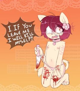 bleeding ccruelangel cub cuts cuts_on_arms cuts_on_thighs furry gore guro knife panties panties_only self-harm self-harm_scar self-harm_scars self_harm self_harm_scars selfharm selfharm_scars solo threat threatening topless young young_anthro young_female
