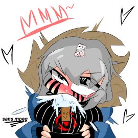 1girls 2d balls blush clothing female female_sans give_us_your_balls grey_hair heart-shaped_pupils killertale light-skinned_female light_skin male micela_maryori_(minstlu) popsicle rebootedmp3g rn rule_63 sans sans_(killertale) sans_au sexually_suggestive tagme undertale undertale:something_new undertale_(series) undertale_au undertale_aurnr