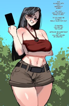 1girls 2d angry censored embo female female_only full_color fully_clothed heather_(tdi) light-skinned_male light_skin male middle_finger no_penetration sfw solo solo_female tagme text total_drama_island