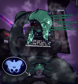 1girls alien alien_girl alien_humanoid anon anonymous_character anonymous_male ass bedroom bedroom_setting bedroom_sex big_breasts big_penis bioluminescence bioluminescent_eyes bioluminescent_pussy black_sclera bottom_heavy bottomless bottomless_female breasts breasts_bigger_than_head chubby chubby_female cock cowgirl_position dialog dialogue dick faceless_character faceless_male fangs female freckled_arms freckled_breasts freckled_chest freckled_face freckled_thighs freckles freckles_on_arms freckles_on_breasts freckles_on_chest freckles_on_face freckles_on_shoulders freckles_on_thighs glowing glowing_eyes glowing_genitalia glowing_pussy green_body green_hair green_pussy green_skin huge_breasts huge_thighs if_he_dies_he_dies larger_female looking_at_viewer male mistyy_dark_story_(artist) moaning moaning_in_pleasure musk musk_clouds overweight overweight_female pelvis penis penis_in_pussy pink_eyes pointy_ears pussy pussy_juice sall_(mistyy) sall_(mistyy_draws) self_insert sex sharp_teeth shaved_side size_difference slightly_chubby slightly_chubby_female smaller_male stars_in_hair tail talking_to_viewer tall tall_female thick thick_ass thick_thighs vaginal_fluids vaginal_penetration vaginal_sex wide_hips x-ray