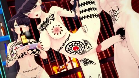 cum_in_pussy koikatsu komi-san_wa_komyushou_desu komi_shouko komi_shuuko light-skinned_female light-skinned_male nazi netorare tadano_hitohito tagme tattoo video wolfsangel