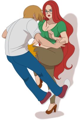 anna_(discreenvision) ass big_ass big_breasts breasts discreenvision female glasses high_heels inusen milf red_hair tagme the_secret_of_the_house