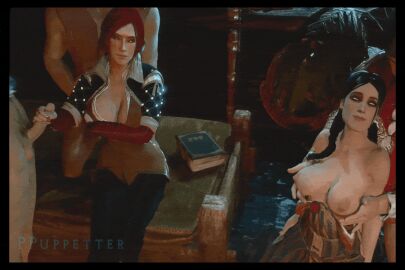 3d animated big_breasts breasts female gif handjob philippa_eilhart puppetter the_witcher_(series) the_witcher_3:_wild_hunt triss_marigold