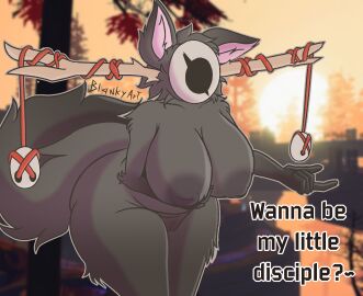 2025 5_fingers absurd_res anthro anthro_only antler_jewelry antlers areola arm_tuft bent_over big_breasts big_tail black_areola black_body black_fur black_hair blankyart breasts cheek_tuft digital_media_(artwork) elbow_tuft facial_tuft female fingers fluffy fluffy_tail front_view fur genitals gloves_(marking) grovetender hair hi_res holding_breast horn inner_ear_fluff leg_tuft markings mask mostly_nude outline pussy risk_of_rain shoulder_tuft signature solo tail text thick_thighs thigh_tuft tuft wearing_mask wide_hips