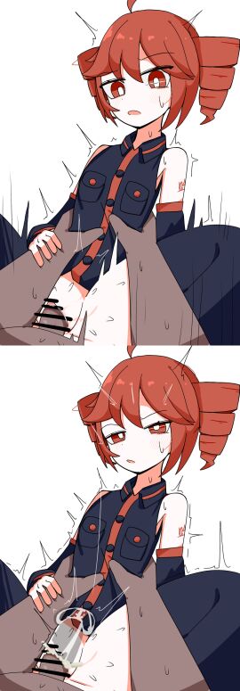 2d 2d_(artwork) ahoge arm_grab arm_tattoo big_thighs blush blush_lines bodily_fluids censored censored_penis censored_pussy climax clitoral_hood clitoris clothed clothed_female clothed_female_nude_male clothing cum cum_in_pussy cum_in_uterus cum_inside cum_overflow cum_spurt dark-skinned_male detached_sleeves ejaculation female impregnation kasane_teto large_thighs legs_up looking_at_viewer male male_pov missionary missionary_position open_mouth orgasm orgasm_face penis petite petite_body petite_female plump plump_labia plump_pussy pov pushing_down pussy pussy_juice pussy_lips red_eyes red_hair sex simple_background skinny skinny_female slim_female slim_waist smaller_female spread_legs straight sweat sweatdrop tattoo thick_thighs thighhighs thighs torogao tremble_spikes trembling twin_drills utau uterus uterus_penetration vagina vaginal_penetration vaginal_sex voifoooork waist_grab white_background womb womb_penetration x-ray