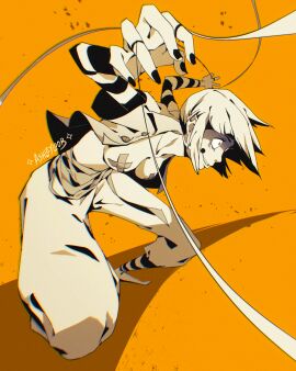 ashleyl00b big_breasts breasts female glasgow_smile hyper mime off_(game) pasties stripes stripes_(marking) sucré_(off) sugar_(off) tape taped_nipples x_pasties