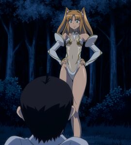 1girls breasts child_bearing_hips confident covered_navel curvy female futaba_lili_ramses green_eyes hands_on_hips highres legs leotard long_hair looking_at_viewer orange_hair pose posing sensual small_breasts smile stitched tentacle_and_witches thick_thighs thighs third-party_edit twintails wide_hips