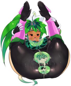 1girls after_sex anal anus ass big_areola big_breasts blaster_master blaster_master_zero_2 breasts cum cum_in_ass cum_in_pussy cum_inside female green_body green_hair green_skin huge_breasts kanna_(blaster_master) man0. mob_face plant_girl plant_humanoid plantie ponytail pussy tagme thick_thighs