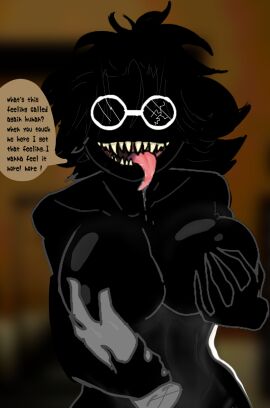 big_breasts bive_(regretevator) black_fur black_skin boob_grab breasts curvy_female fanart female glasses monster_girl pov_hands regretevator roblox roblox_game self_upload sharp_teeth tagme tongue tongue_out urlocalnoobb