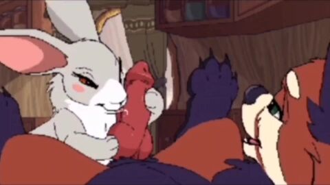 blowjob carrot_(artist) cum cumshot rabbit red_panda tagme video