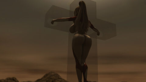 3d alien alien_girl alien_humanoid asian asian_female ass big_breasts bodypaint breasts crucifixion female female_focus giant_ass giant_breasts giantess glowing_eyes large_ass large_breasts massive_ass massive_breasts massive_butt massive_thighs nude nude_female original original_character ponytail red_body red_bodypaint red_skin silver_body silver_bodypaint silver_hair silver_skin superheroine thick_ass thick_butt thick_hips thick_thighs thighs ultraman_(franchise) ultrawoman yoidore