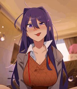 2025 2girls aheagao animated bare_back blush comedic comedy doki_doki_literature_club funny implied_masturbation khyleri looking_at_viewer masturbating_with_pen meme messy_hair natsuki_(doki_doki_literature_club) pen pink_hair purple_eyes purple_hair school_uniform schoolgirl squirt tongue tongue_out twitter_link twitter_username yuri_(doki_doki_literature_club)