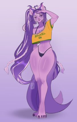 brazilian brazilian_flag esferitavt female kitsune kitsune_specie oc original_character purple_eyes purple_hair purple_skin streamer_virtual virtual_youtuber vtuber vtuberfanart youtuber_girl