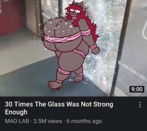 barely_clothed big_breasts breasts broken_glass cleavage dapper_little_arts female funny furry glass huge_breasts humor hyper hyper_breasts meme tagme thick_thighs thumbnail wide_hips youtube_thumbnail