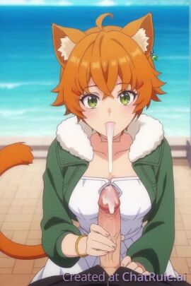 1boy 1boy1girl 1girls a_rank_party_aparida ai_generated bracelet breasts cum day dress ejaculation erection female handjob jewelry lips looking_at_viewer male nene nene_shifindle ocean outdoors parted_lips penis pov projectile_cum solo_focus straight tagme veins video water