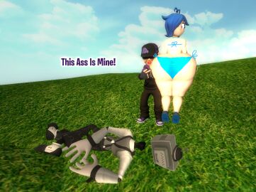 3d ass ass_cleavage ass_crack big_ass big_butt bikini bubble_ass bubble_butt butt_crack carrying_over_shoulder dead deekystjohn_(artist) family_guy_death_pose garry's_mod gmod kaibernation meme miles_broflovski_(deekystjohn) mr._puzzles reference smg4 tari_(smg4)