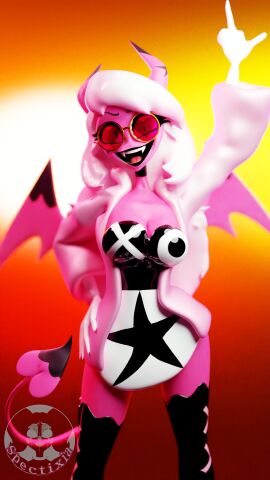 1girls 3d 3d_model 4_fingers absurd_res accessory armwear artist_logo artist_name big_breasts big_thighs black_lips black_lipstick breasts busty chest choker cleavage clothes clothing coat curvaceous curvy curvy_body curvy_figure demon demon_girl demon_horns demon_humanoid demon_tail demon_wings demoness digital_media_(artwork) dress eyebrows eyelashes eyewear facing_viewer fangs female female_only fit fit_female front_view glistening glistening_body glistening_hair glistening_skin gloves hand_on_hip handwear helluva_boss hips horned_humanoid horns hourglass_figure huge_breasts huge_thighs humanoid legwear lips lipstick long_hair long_tail looking_at_viewer makeup mascara middle_finger mostly_clothed no_bra no_humans open_mouth open_smile pink_body pink_skin pose posing revealing_clothes sharp_teeth shiny_clothes shiny_hair shiny_skin short_dress simple_background skimpy skimpy_clothes skimpy_dress slim_waist smile smiling_at_viewer solo solo_female spade_tail spectixia standing succubus succubus_horns succubus_tail succubus_wings sunglasses tail teeth teeth_showing thick_thighs thighhighs thighs tight_clothing tight_dress tight_fit tongue topless topless_female upper_body verosika_mayday_(helluva_boss) voluptuous voluptuous_female watermark white_armwear white_gloves white_hair white_handwear wide_eyed wide_hips wings