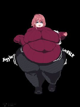 animated ass_expansion belly_expansion breast_expansion fat hazel_(indulgences) indulgences pixel_art tight_clothing