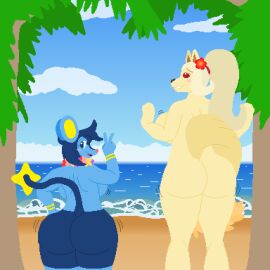 ass big_ass big_breasts breasts bubble_ass bubble_butt cleavage female furry huge_ass huge_breasts luxio pokemon pokemon_(species) skylewdfox tagme thick_thighs wide_hips