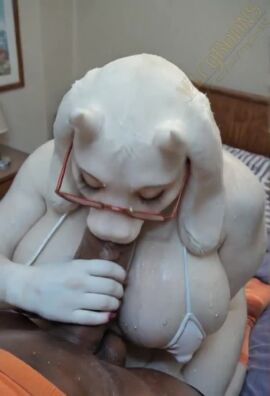 ai_generated ai_video animated anthro big_breasts bikini blowjob cleavage covered_nipples deltarune erect_nipples female furry furry_female glasses goat_girl mature_anthro oral oral_sex paizuri pov sweat tagme toriel undertale video vlrgromns white_bikini white_fur