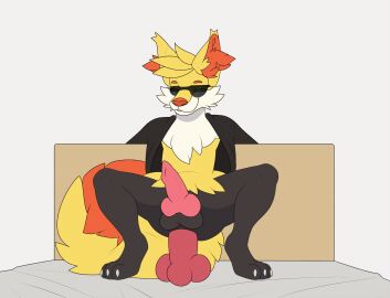 anal anal_sex animated ass balls bellial_grotenbell black_body black_fur bottomless bouncing_ass bouncing_balls bouncing_butt bouncing_penis braixen canid canine clothed clothed_male clothing dildo eyewear fox fur generation_6_pokemon genitals jacket jacket_only knot knotted_dildo knotted_penis kyle_(braixenfan) male mammal masturbation nintendo partially_clothed penetration penile penile_penetration penis pokemon pokemon_(species) riding_dildo sex_toy short_playtime solo solo_male sunglasses sunglasses_on_face topwear topwear_only white_body white_fur yellow_body yellow_fur
