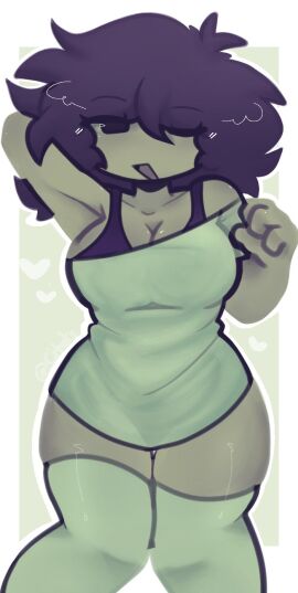 big_breasts bra breasts cropped_shirt female thick_thighs thighhighs twitter_user_oc xcitatsx