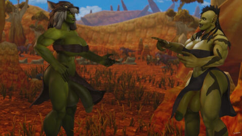 2futas 3d ass balls big_ass big_butt black_hair braid braided_hair breasts brown_hair butt clothing cock conversation day futa_only futanari green-skinned_futa green_skin grokasha_ironfang headdress headwear hips huge_balls huge_breasts huge_cock huge_penis huge_testicles intersex loincloth long_hair looking_at_another muscular muscular_futa open_mouth orc orc_futa outdoors penis rangrid_earthshaker skimpy skimpy_clothes skimpy_outfit talking_to_another testicles thick_thighs thighs ts_jendana white_hair wide_hips wolf_headdress world_of_warcraft