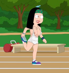 1girls accurate_art_style american_dad areolae big_boobs big_breasts black_hair breasts breasts_out dark_hair exposed_breasts exposed_pussy female gp375 happy happy_female hayley_smith headband innie_pussy labia labia_majora light-skinned_female light_skin long_hair looking_happy mons_pubis necklace nipples one_breast_out_of_clothes pubes pubes_exposed pubic_hair pubic_hair_peek pussy racetrack running_shoes running_track school_bag schoolgirl smile tank_top teenage_female teenager