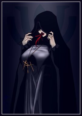 alien barotrauma cultist husk_(barotrauma) obscured_eyes parasite priestess religious_clothing tentacle tounge_out