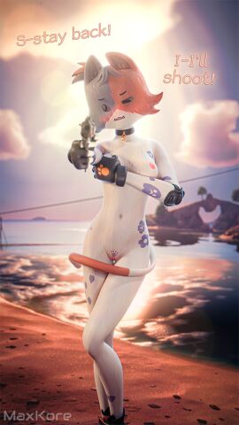 2025 3d 9:16 aiming aiming_at_viewer aiming_weapon anthro bad_trigger_discipline bell bell_collar blue_body blue_fur blush body_blush breasts cat_ears cat_girl cat_tail cate_meowdy_(fortnite) catgirl clitoris clothing collar covering covering_breasts covering_self digital_media_(artwork) elbow_pads embarrassed english_text epic_games felid feline female fingerless_gloves footprint footwear fortnite fur genitals gloves gun handgun handwear mammal markings maxkore naked_footwear navel nipples nude nude_female one_eye_closed orange_body orange_fur outside pawprint pawprint_(marking) pistol pussy pussy_blush ranged_weapon sea shoes shy signature solo standing stuttering tail tattoo text water weapon white_body white_fur
