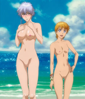 anime big_breasts bleach breasts female kotetsu_isane kotetsu_kiyone nude small_breasts