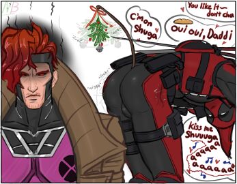 angry angry_expression angry_eyes angry_face annoyed annoyed_expression annoyed_face balls_under_clothes bending_over bent_over big_ass big_ass_(male) big_balls big_butt_(male) bulge bulge_through_clothing bulge_under_clothes christmas deadpool deadpool_(marvel_rivals) dialogue dialogue_bubble gambit gambit_(marvel_rivals) grouchy jingle_bell male male_only marvel marvel_comics marvel_rivals meme mistletoe muscular_male notoriousb33t onomatopoeia presenting_ass remy_lebeau round_ass round_butt seducing seduction seductive shitpost showing_ass showing_off_ass twerking wade_wilson what