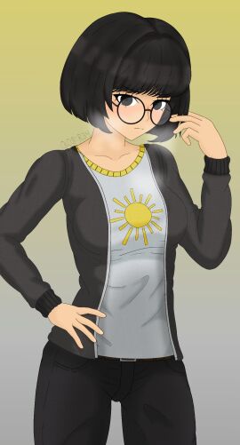 1girls alternate_version_available black_hair cruz4t_(cruz4t) female female_only glasses original original_character q08 solo tagme