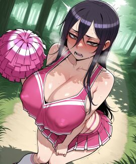 11_22 ai_generated big_breasts blush cheerleader covered_nipples embarrassed female full-face_blush genderswap_(mtf) half-closed_eyes heavy_breathing huge_breasts kirito knees_together_feet_apart large_breasts long_hair looking_at_viewer motion_lines open_mouth panty_straps pink_skirt pink_tank_top pleated_skirt rule_63 skirt skirt_tug socks sweat sword_art_online tank_top thick_thighs twitching white_socks wide_hips