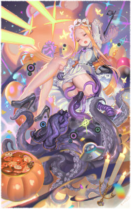 1girls abigail_williams_(fate/grand_order) absurdres alphonse_(white_datura) anus ass blonde_hair bloomers blue_eyes bug butterfly candle candy covered_nipples dress fate/grand_order fate_(series) female food frilled_dress frills halloween high_heels highres key keyhole long_hair looking_at_viewer open_mouth outstretched_arms parted_bangs pumpkin pussy solo sparkle spread_arms stuffed_animal stuffed_toy teddy_bear tentacle tentacles_under_clothes ufo vaginal_penetration white_bloomers