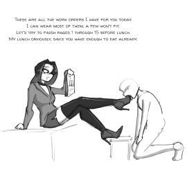 1boy 1girls black_and_white blush blushing_at_partner boot_fetish boot_licking boot_worship bootjob boots celera_prime dominant_female dominatrix english english_text female femdom femdom_caption foot_fetish foot_lick foot_worship footwear gentle_femdom glasses high_heel_boots high_heels knee_boots kneeling long-haired_female long_hair male male/female monochrome original_character original_characters shoe_fetish shoe_licking submissive_male thigh_boots thighhigh_boots thighhighs