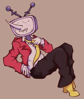 1boy clothing deltarune deltarune_chapter_3 hornyimate male male_only pulling_tie solo tenna_(deltarune) tie undressing