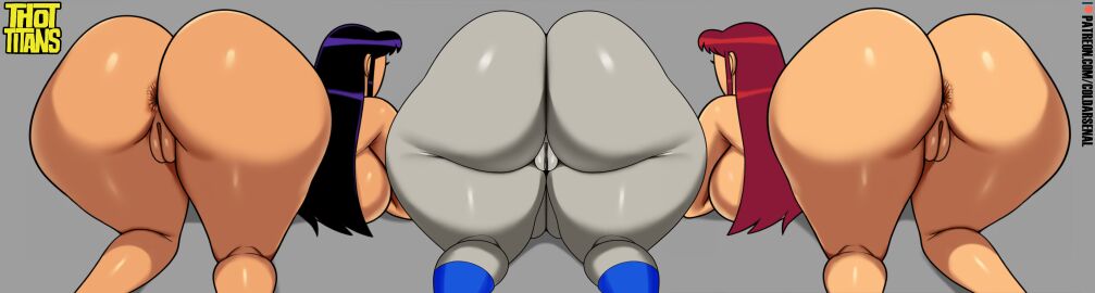 2d 3girls absurd_res accessory alien alien_girl annoyed anus armwear ass ass_comparison ass_focus ass_up bent_over big_ass big_breasts blackfire breast_press breasts bubble_butt busty cartoon_network coldarsenal curvaceous curvy curvy_figure dc dc_comics digital_media_(artwork) eyebrows eyelashes fat_ass female female_only full_color gem_on_forehead glistening_body goth goth_girl green_eyes group hi_res hourglass_figure huge_ass jewelry koriand'r large_breasts light-skinned_female light_skin long_hair looking_at_viewer motion_lines multiple_females multiple_girls naked naked_footwear no_penetration nude nude_female pale-skinned_female pale_skin plump purple_eyes purple_hair pussy rachel_roth raven_(dc) rear_view red_hair short_hair signature smile starfire teen_titans text thick_thighs thot_titans trio voluptuous voluptuous_female wide_hips