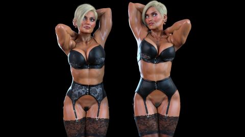 1girls 2023 3d abs black_background black_bra black_garter_straps black_lingerie black_pubic_hair blonde_hair bra breasts female female_only garter_straps jonasd jonasd-3dart large_breasts lingerie mature mature_female milf muscular muscular_female no_panties nopan original original_character pubic_hair short_hair solid_color_background solo solo_female standing