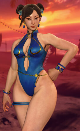 1girls 3d beach breasts capcom chun-li chun-li_(street_fighter_6) female female_only game_screenshot hair_bun large_breasts looking_at_viewer official_alternate_costume screenshotboy96 solo solo_female street_fighter street_fighter_6 swimsuit tagme twitter_username