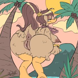 1girls alternate_version_available anthro anus areolae ass ass_bigger_than_head ass_focus asskoh avian behind_view big_areola big_ass big_breasts big_butt breasts brown_hair bubble_ass bubble_butt coconut curvaceous curvy curvy_figure duck erect_nipples feathers female female_only flower flower_necklace huge_ass huge_breasts island long_hair looking_back looney_tunes low-angle_view nipples nude palm_tree ponytail pussy solo solo_female tagme tail thick_thighs tina_russo voluptuous voluptuous_female wide_hips