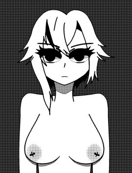 1girls arlecchino_(genshin_impact) big_breasts big_nipples black_hair breasts female female_focus female_only genshin_impact large_breasts looking_at_viewer medium_breasts milf naked naked_female nipples no_bra nude nude_female short_hair solo solo_female solo_focus tits_out undressing white_body white_hair