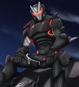 2024 5_fingers acekhoexo after_orgasm alternate_version_available armor balls black_armor black_balls black_glans black_penis blush blush_lines cum cum_on_penis cum_string detailed_background digital_drawing_(artwork) digital_media_(artwork) epic_games erection fortnite fortnite:_battle_royale glans glowing_markings helmet humanoid humanoid_genitalia humanoid_hands humanoid_penis looking_at_viewer looking_pleasured male male_focus masculine narrowed_eyes night_sky omega_(fortnite) orgasm penis red_markings red_visor rock signature sitting solo solo_male star stone sweating unusual_anatomy unusual_eyes